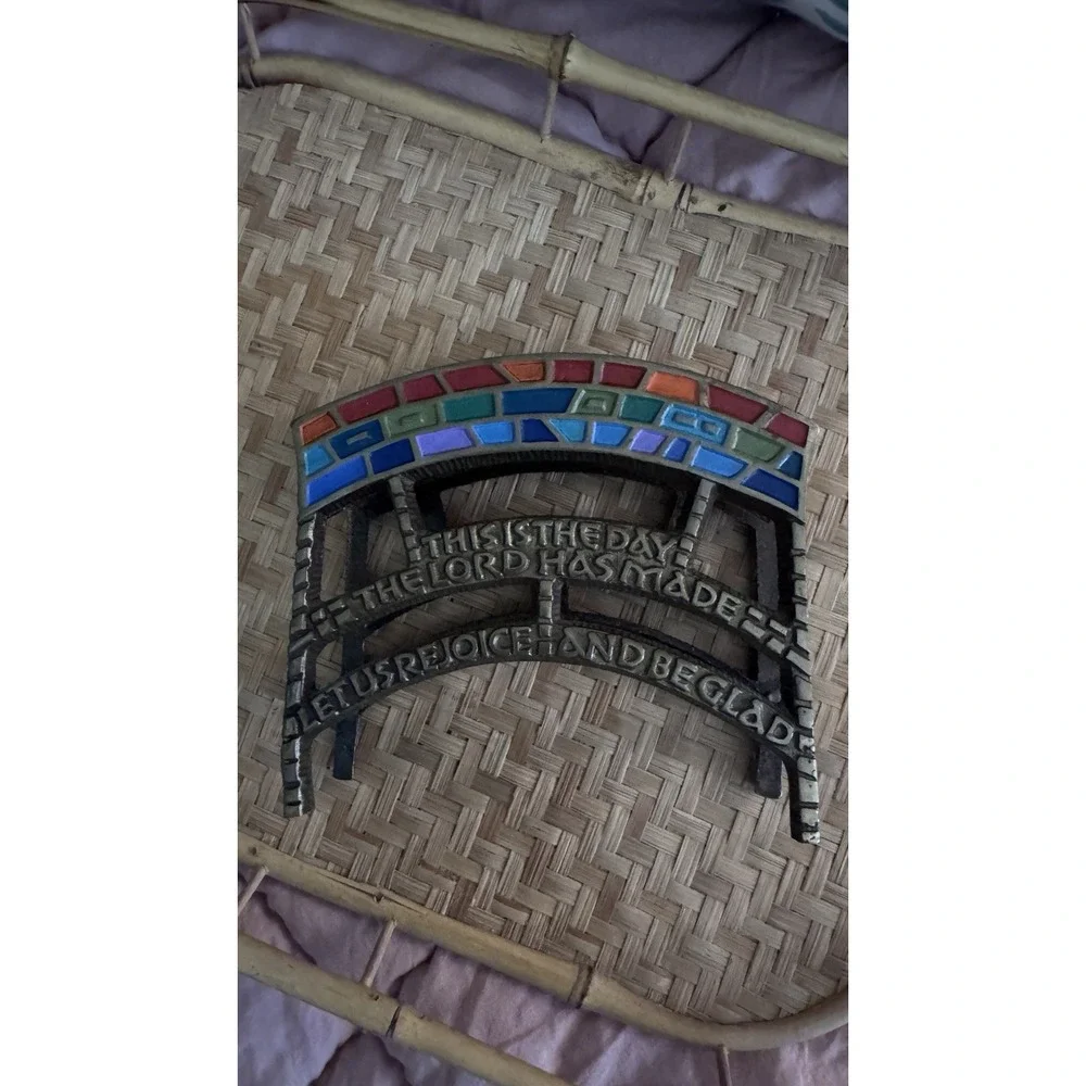 Vtg This Is The Day That The Lord Has Made Brass Napkin Letter Holder Religious
